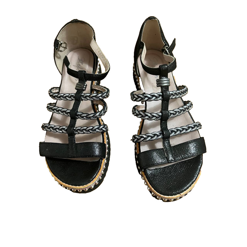 Stefano Women sandals Leather Black silver Size 37 S000016